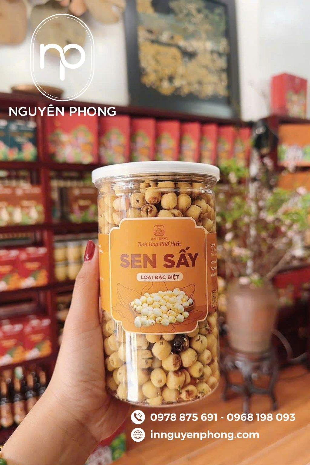 Mẫu tem nhãn hạt sen sấy thương hiệu 